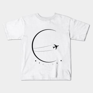 Aircraft crossing moonlight design Kids T-Shirt